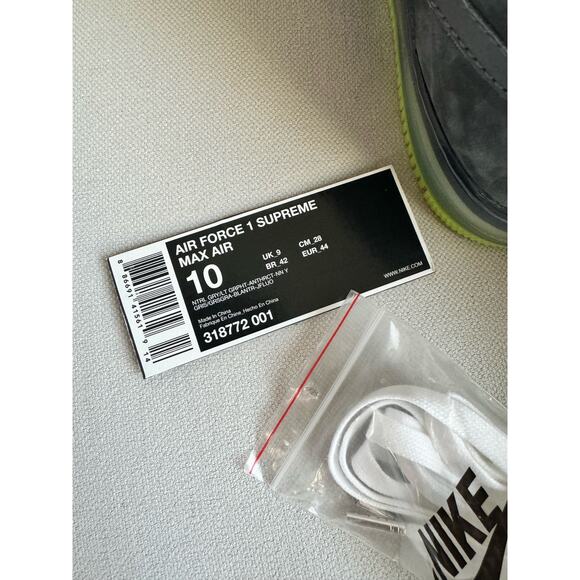 Nike Air Force 1 Supreme Max Air 95 Natural Grey Neon 318772-001, Size 10 main image 7